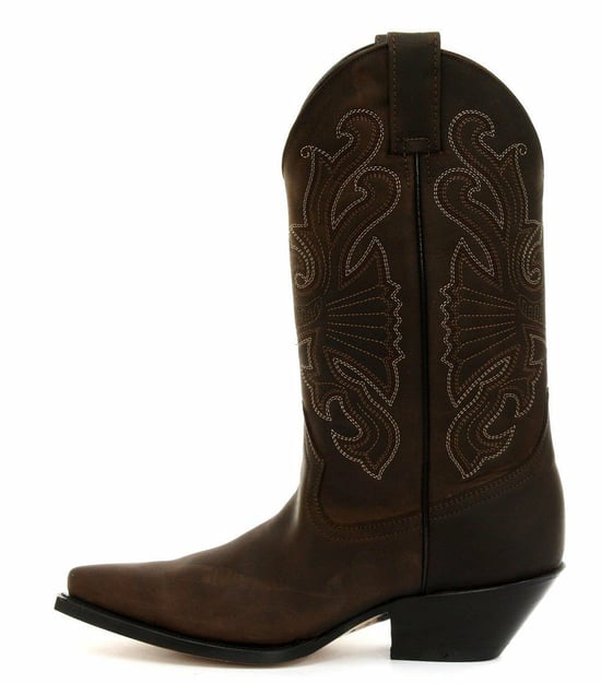 Grinders Brown Leather Western Cowboy Boots-Buffalo