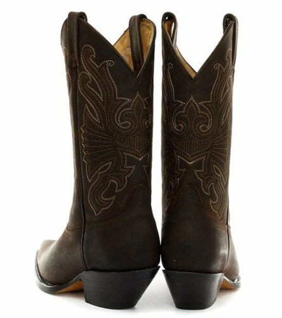 Grinders Brown Leather Western Cowboy Boots-Buffalo