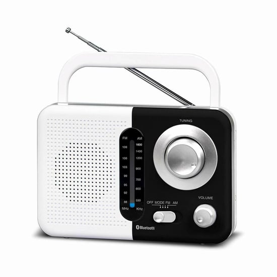 Soundz SZ412 AM/FM Portable Bluetooth Radio With USB Port And SD Card Slot White & Black