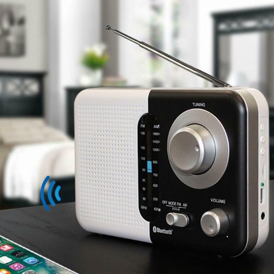 Soundz SZ412 AM/FM Portable Bluetooth Radio With USB Port And SD Card Slot White & Black