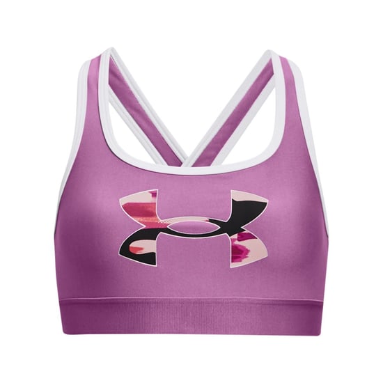 Girl's Under Armour UA Crossback Graphic Sports Bra in Purple