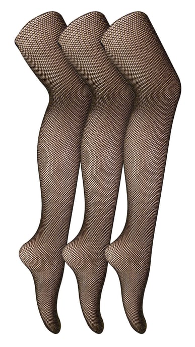3 Pair Multipack Fishnet Tights for Women | Sock Snob | Stylish Footed Pretty Stocking Ideal for Dance Party - Black / Gold - Image 1