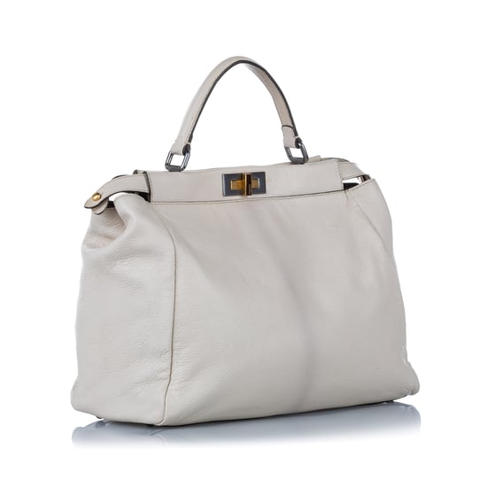 Vintage Fendi Large Peekaboo Leather Satchel White - Image 2