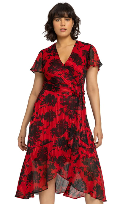 Floral Print Wrap Midi Dress