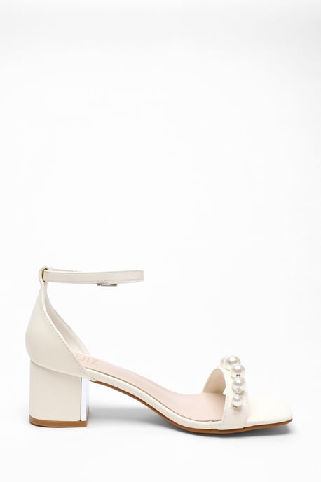 Bridal Pearl Strap Block Heeled Sandals
