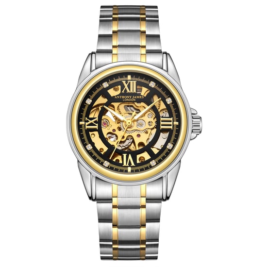 Hand Assembled Anthony James Limited Edition Skeleton Two Tone Gold &  Steel Mens Watch