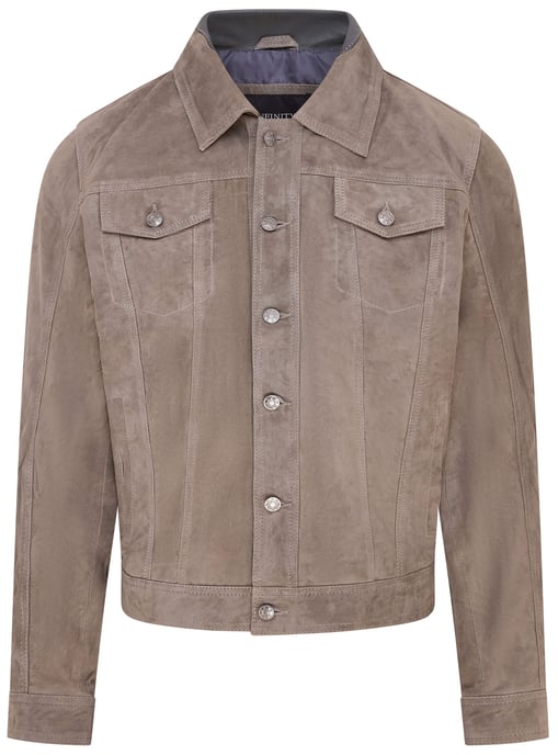 Mens Grey Goat Suede Leather Jacket- Nurmes