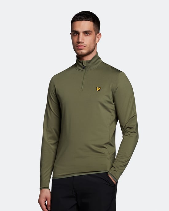 Lyle & Scott Golf Technical 1/4 Zip Midlayer in Green - Image 1