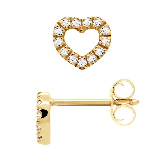 DIADEMA - Earrings with Diamonds - Heart - Yellow Gold