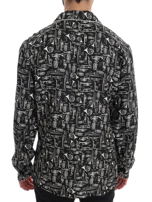 Dolce & Gabbana Svart Siden JAZZ Motiv Tryck Casual Skjorta - Image 3