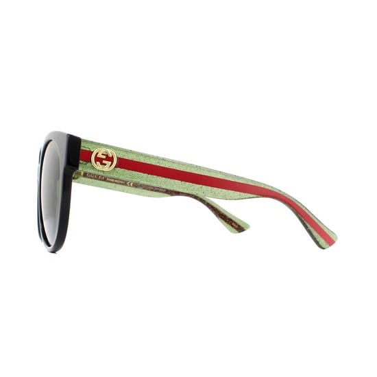Gucci Sunglasses GG0035S 002 Black, Green Glitter and Red Green