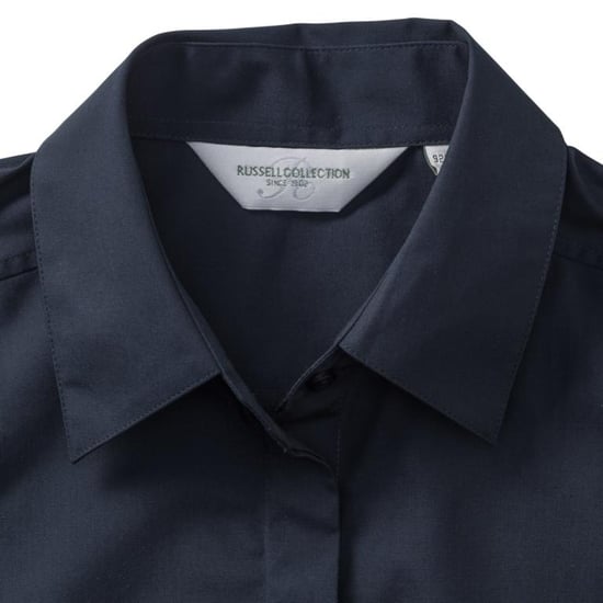 Russell Collectie Damesmuts Polycotton Makkelijk te onderhouden Gepast Poplin Shirt (Franse marine) - Image 4