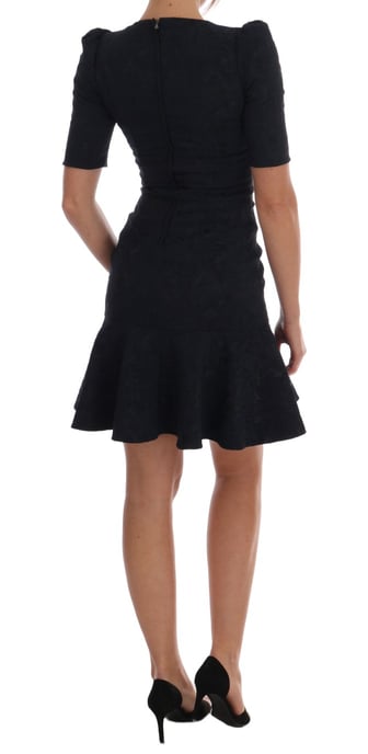 Dolce & Gabbana Svart Blå Utsvängd Mini Klänning - Image 3