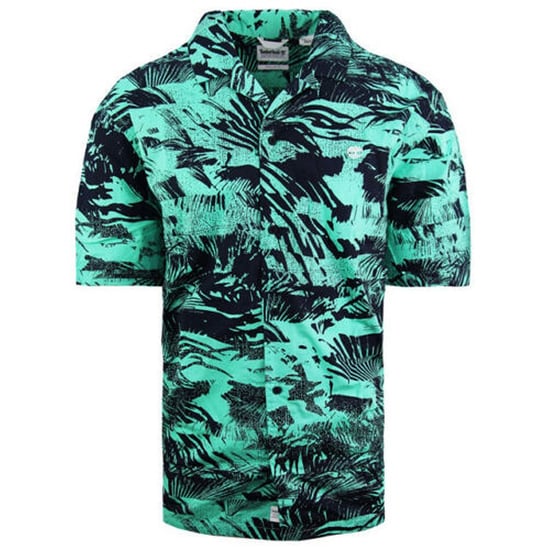 Timberland Stretch Mens Green Floral Summer Shirt - Image 1