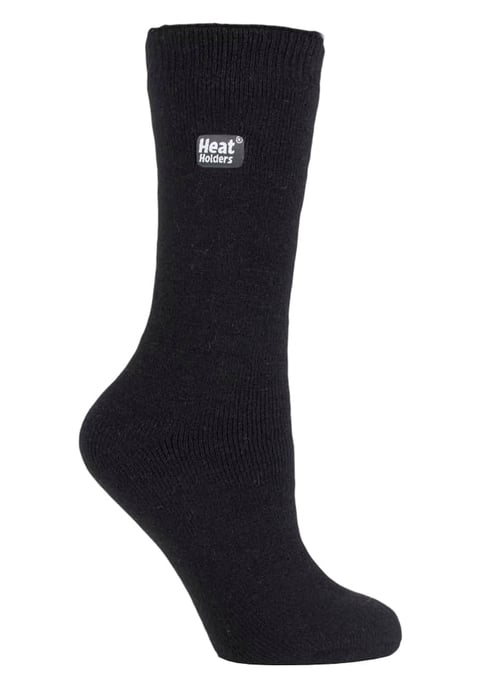 Heat Holders Lite - Ladies Thin Winter Thermal Socks in Plain Colours - Black - Image 1