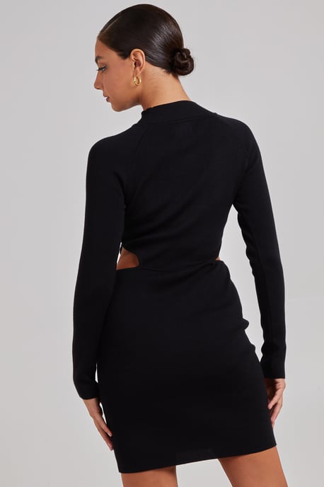 Side Cut Out High Neck Dress