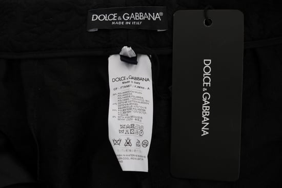 Dolce & Gabbana Svart Brokadt High Waist Capri Shorts - Image 6