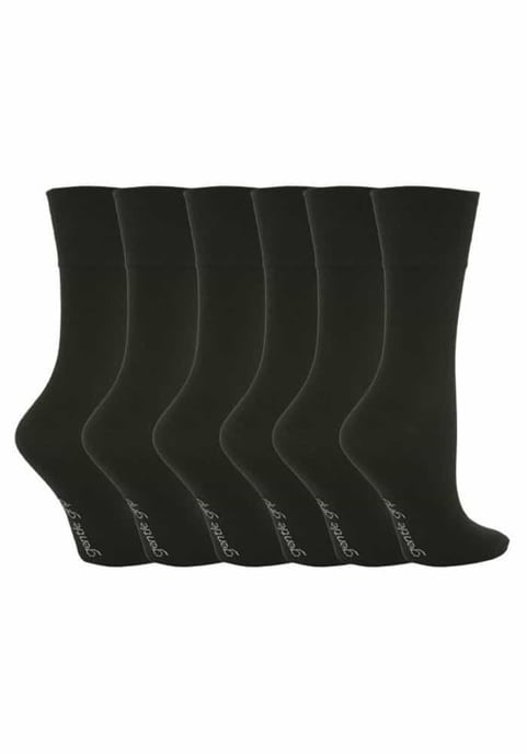 Gentle Grip - 6 Pairs Ladies Gentle Grip Non Elastic Socks - GG67 Black - Image 1
