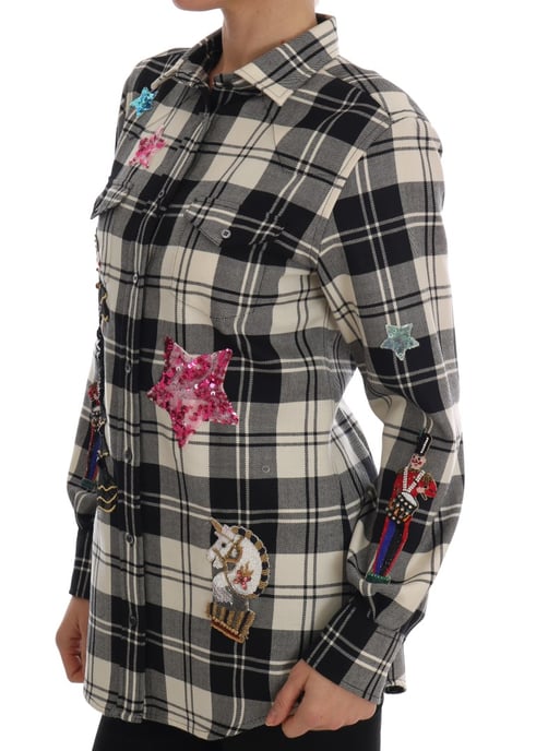 Dolce & Gabbana Black White Fairy Tale Crystal Shirt - Image 2