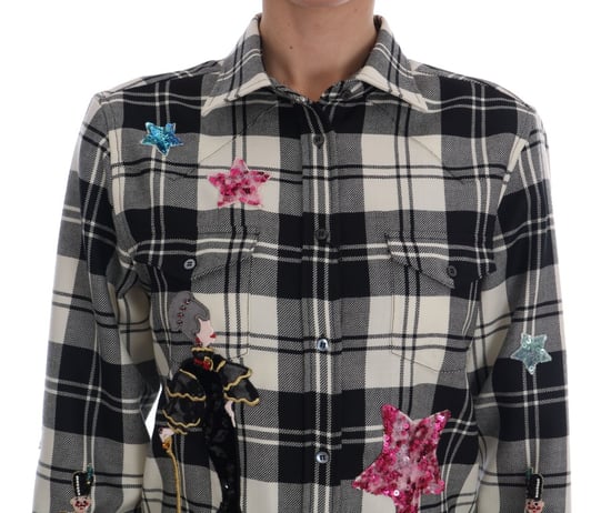 Dolce & Gabbana Black White Fairy Tale Crystal Shirt - Image 4