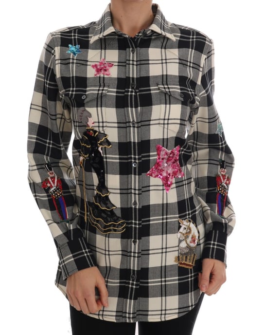 Dolce & Gabbana Black White Fairy Tale Crystal Shirt - Image 1