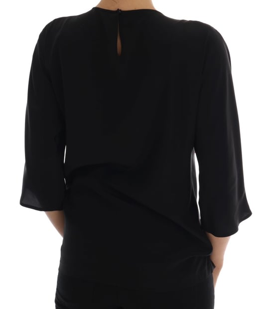 Dolce & Gabbana Dames Zwarte Zijde Sprookjes Top Kralen Blouse - Image 3