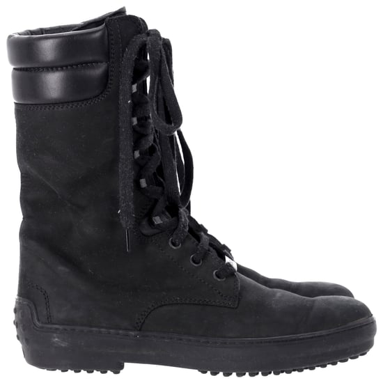Tods' Lace-Up Combat Boots in Black Suede - Image 1