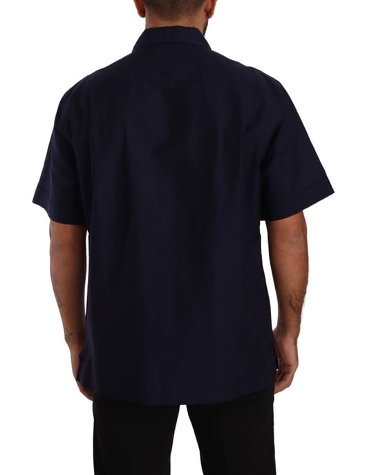 Dolce & Gabbana Heren Marineblauwe Overhemd met Knopen en Korte Mouwen - Image 3