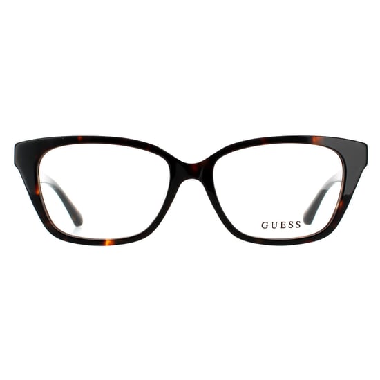 Guess Rectangular Womens Dark Havana Glasses Frames
