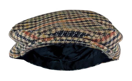 Mens Vintage Houndstooth Plaid Wool Blend Newsboy Flat Ivy Cap Hat - GL228A Beige - Image 2