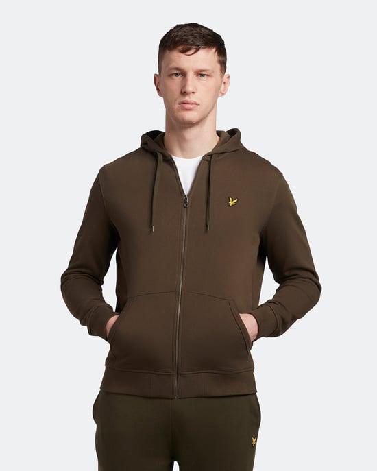 Lyle & Scott Zip Through Hoodie in Olive - Image 1