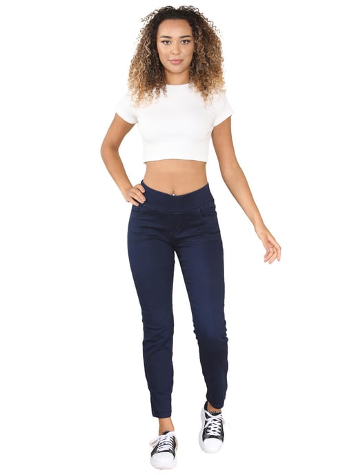 Enzo | Womens Wider Waist Jeans - Indigo