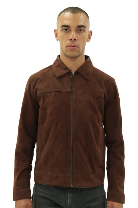 Mens Retro Goat Suede Leather Harington Jacket-Zurich