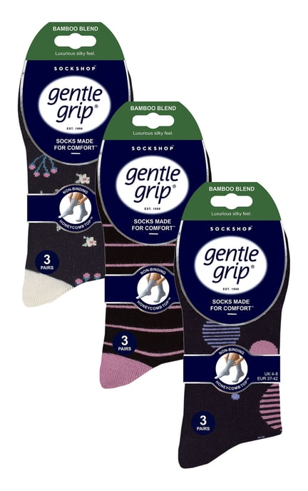 9 Pack Bamboo Socks Ladies | Gentle Grip | Extra Wide Soft Top Non Elastic Socks - SOLRM423738 - Image 2