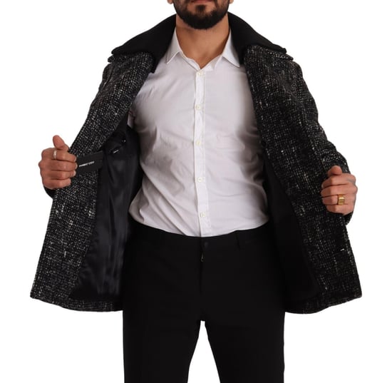 Dolce & Gabbana Svart Ull Dubbelknäppt Kappa Herrjacka - Image 6