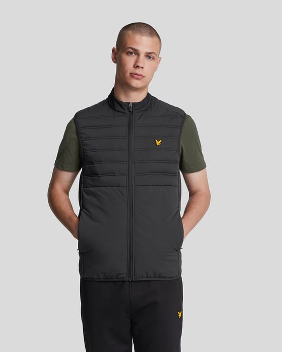 Lyle & Scott Sports Hybrid Double Baffle Gilet Black