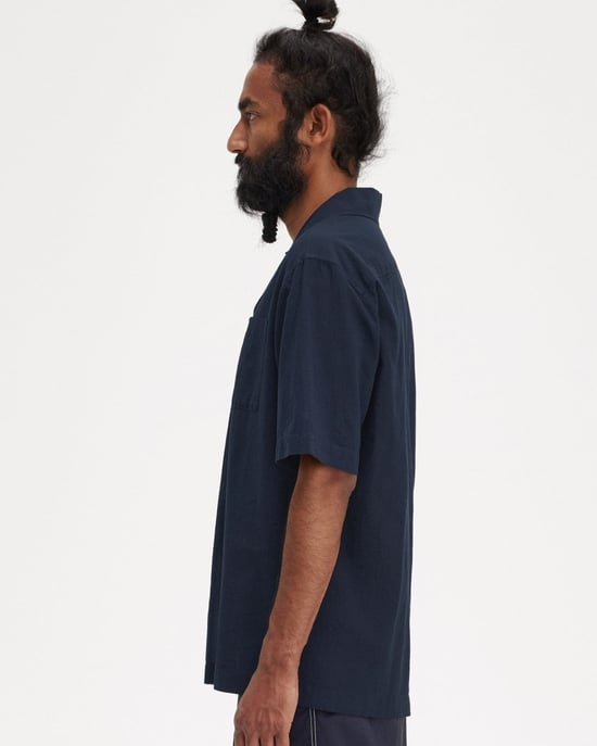 Fred Perry Mens Lightweight Texture Revere Collar Short Sleeve Shirt - Image 5