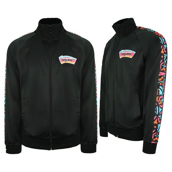 MitchelL & Ness San Antonio Zip Up Black Mens Track Jacket TRJKDF18006 SASBLCK1