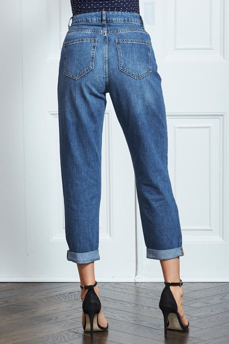 Mid Blue Denim Girlfriend Jeans