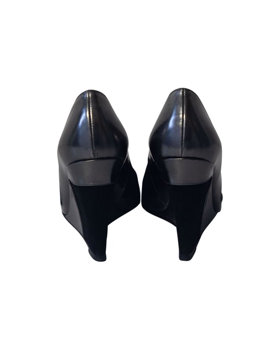Christian Louboutin Metallic Wedge Pumps in Grey Leather - Image 4