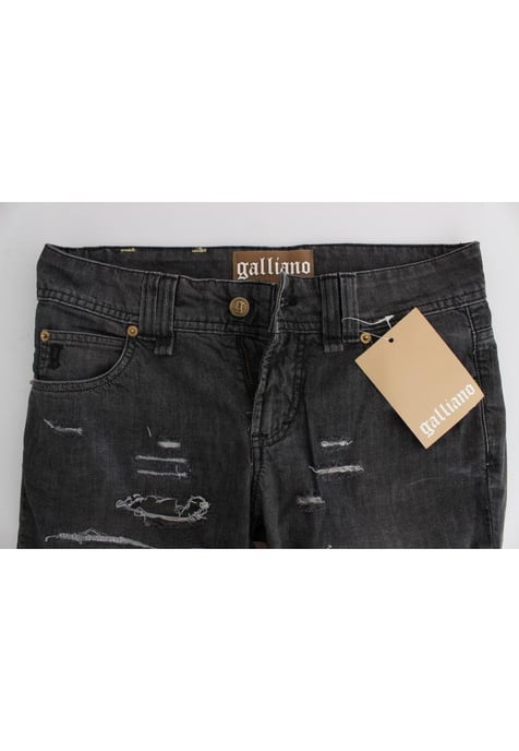 John Galliano Dam Gråtvättad Bomulls Torn Rakt Snitt Jeans - Image 5