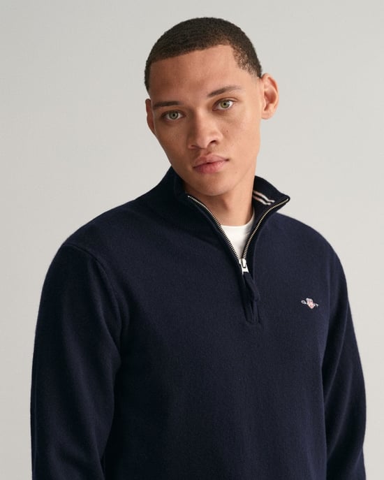 GANT Mens Superfine Lambswool Half Zip Cardigan - Image 3