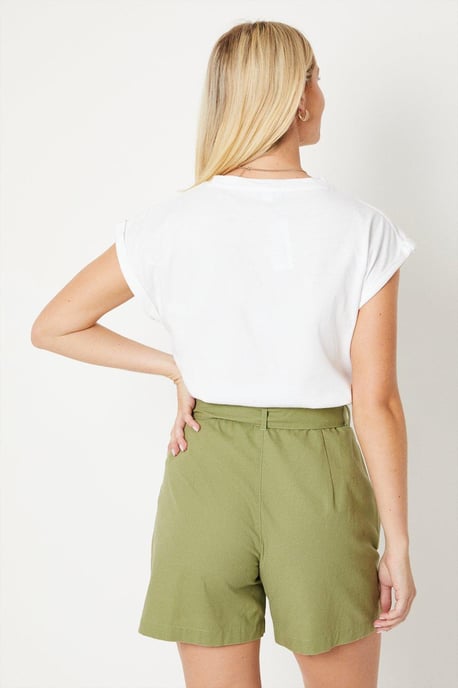 Cotton Roll Sleeve T-shirt
