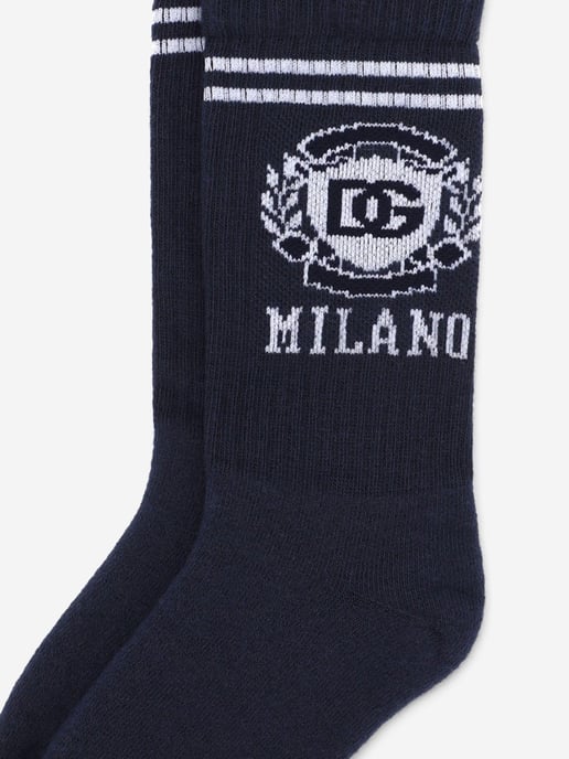 Dolce & Gabbana Boys Milano Logo Socks in Navy