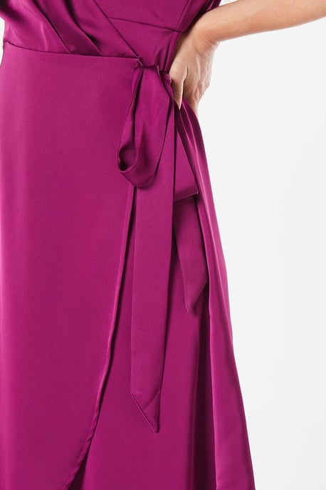 Satin Wrap Midaxi Dress