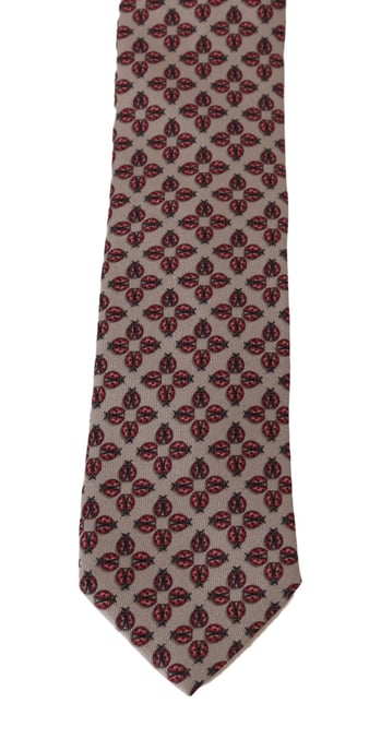 Dolce & Gabbana Gray Silk Red Ladybug Print Classic Tie - Image 2