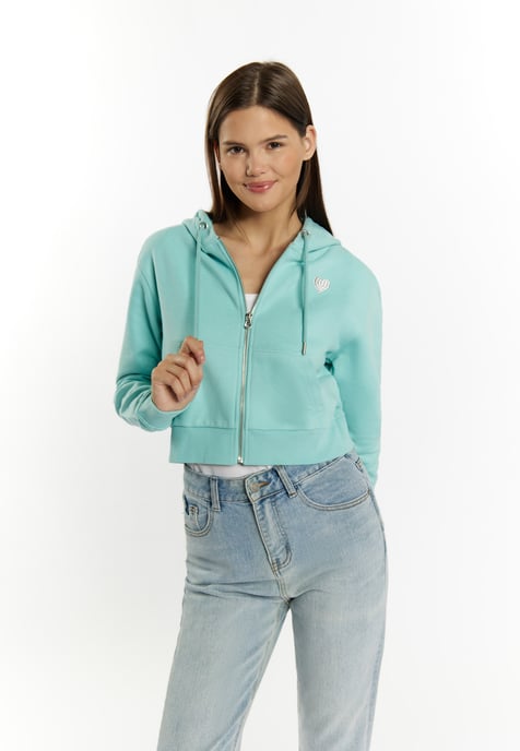 Mymo Bijgesneden hoodie met rits Dames aqua - Image 3