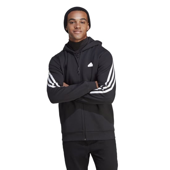 Men's adidas Future Icons 3 Stripes Full-Zip Hoodie in Black-White