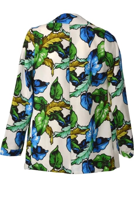 Blue Floral Long Unlined Jacket