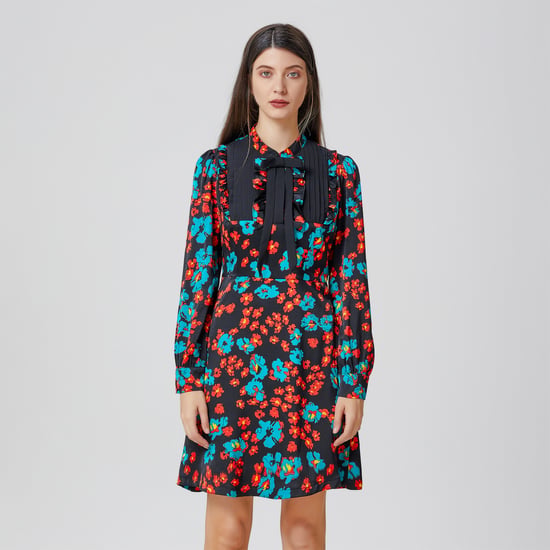 Mini-jurk met Ascot-strik en bloemenprint - Image 4